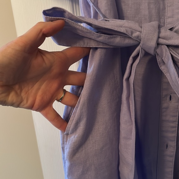 Gap lavender linen shirt dress large - Picture 3 of 4